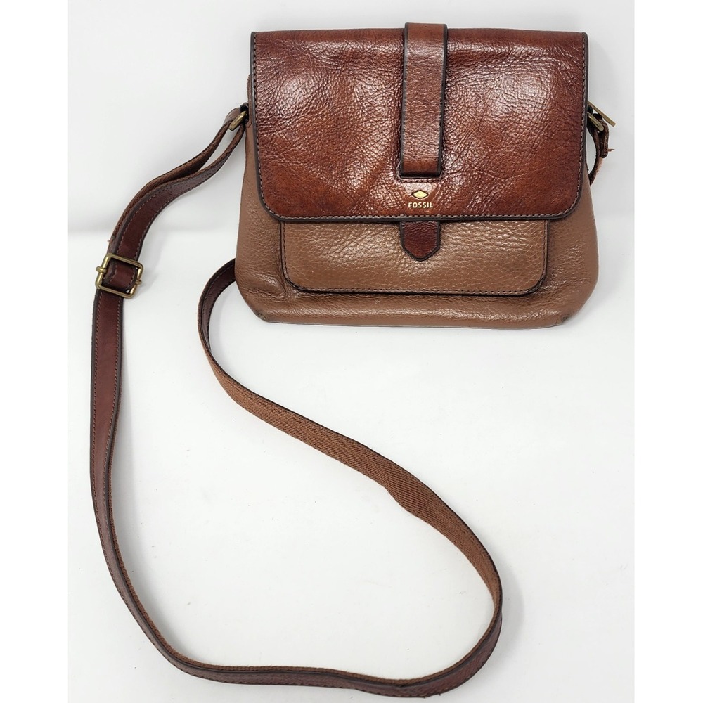 Fossil Kinley Pebbled Leather Crossbody Bag Brown